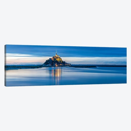 Panoramic View Of Mont-Saint-Michel Tidal Island At Dusk, Normandy, France Canvas Print #JNB2498} by Jan Becke Canvas Art Print