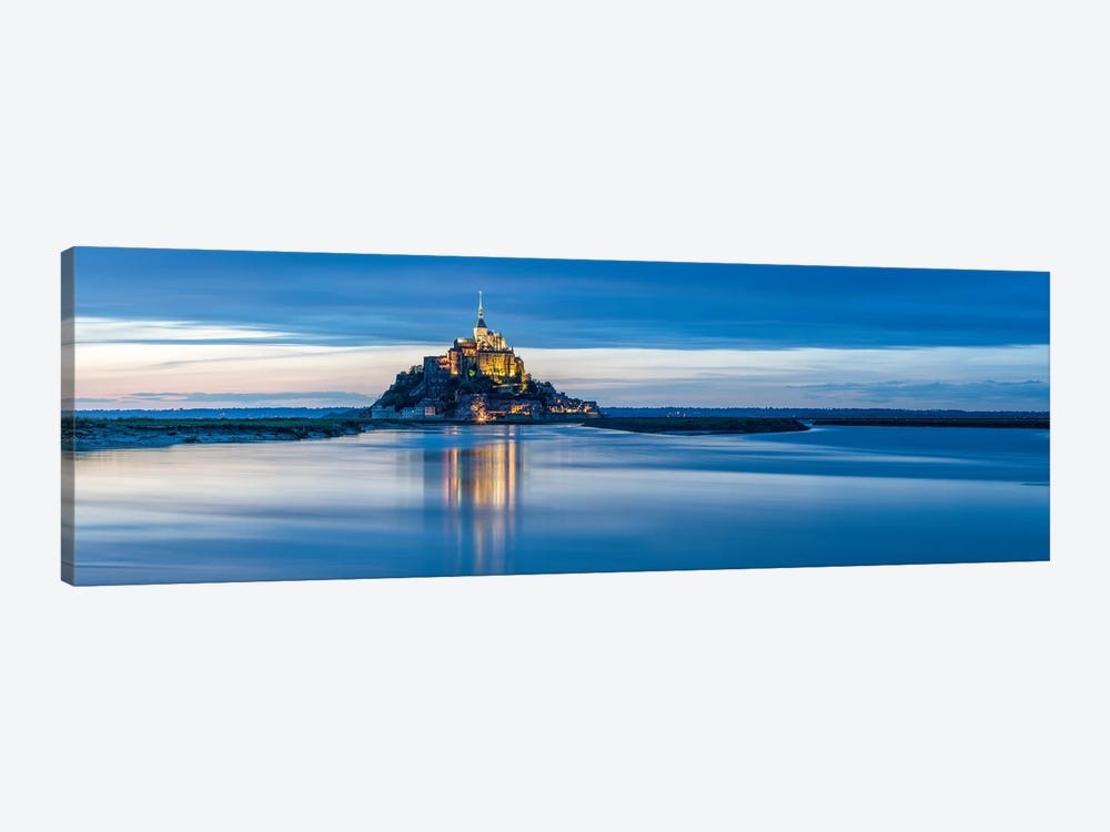 Panoramic View Of Mont-Saint-Michel Tidal Island At Dusk, Normandy, France by Jan Becke 1-piece Canvas Art