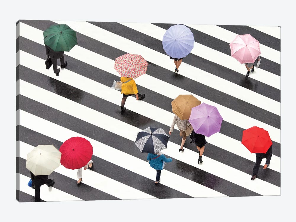 Colorful Umbrellas In Shibuya, Tokyo, Japan by Jan Becke 1-piece Canvas Print