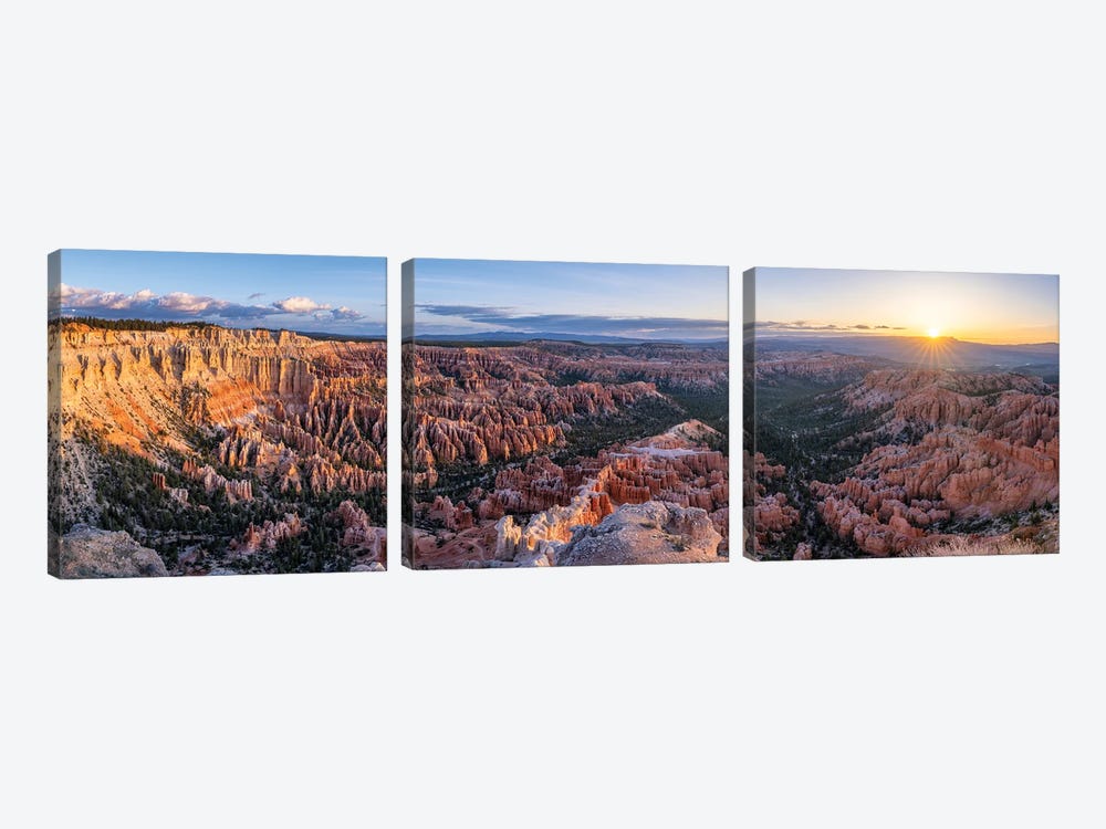Bryce Point Panorama At Sunrise, Bryce Canyon National Park, Utah, USA by Jan Becke 3-piece Canvas Wall Art