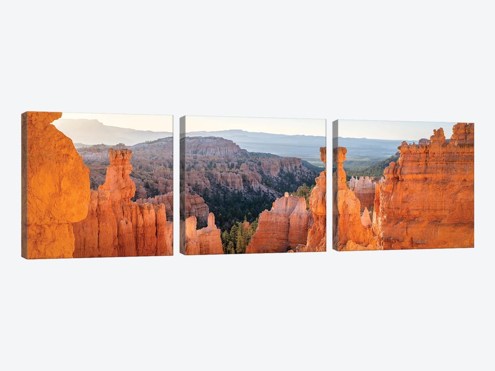 Panoramic View Of Thor's Hammer At Sunrise, Bryce Canyon National Park, Utah, USA by Jan Becke 3-piece Canvas Print