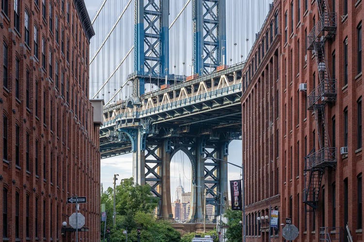 Manhattan Bridge Seen From Dumbo District In Brooklyn, New York City