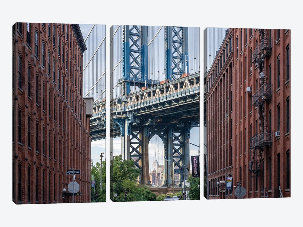 Manhattan Bridge Seen From Dumbo District In Brooklyn, New York City by Jan Becke 3-piece Canvas Artwork
