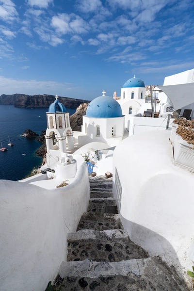Blue Domed Church Santorini: White Houses In Oia, Santorini (Santorin), Greece by Jan Becke