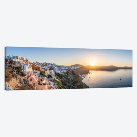 Oia Sunrise Panorama, Santorini (Santorin), Greece Canvas Print #JNB2529} by Jan Becke Canvas Art Print