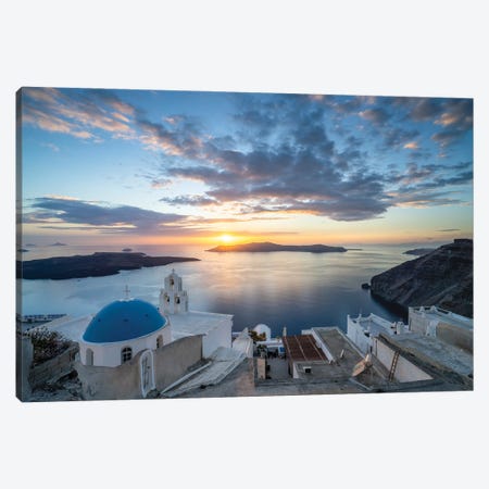 Sunset View Over The Caldera In Fira, Santorini (Santorin), Greece Canvas Print #JNB2531} by Jan Becke Canvas Art