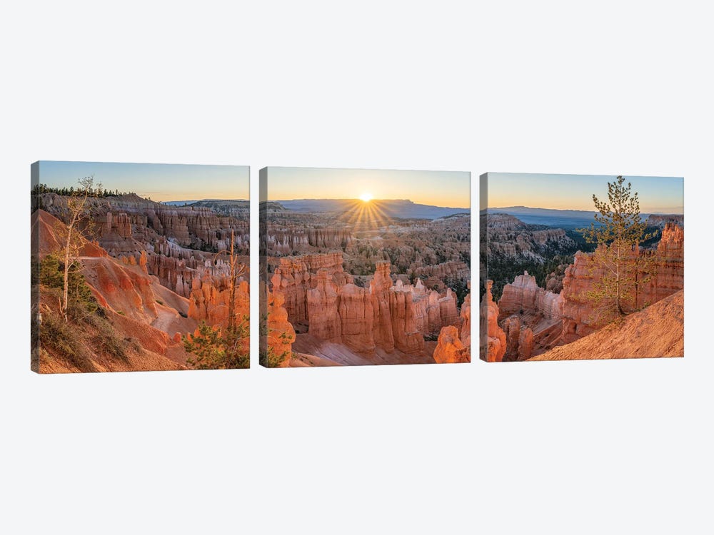 Bryce Canyon Panorama At Sunrise, Utah, USA by Jan Becke 3-piece Canvas Artwork