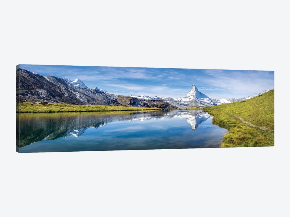 Panoramic View Of The Stellisee And Matterhorn In Switzerland by Jan Becke 1-piece Canvas Print