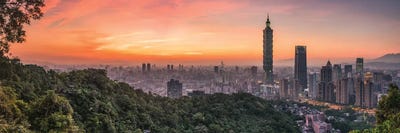 Taipei Sunset Panorama, Taiwan, Republic Of China by Jan Becke framed canvas print