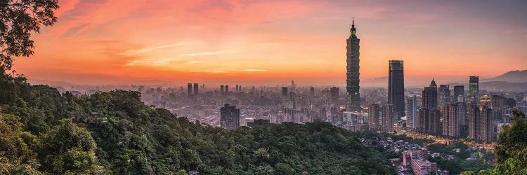 Taipei Sunset Panorama, Taiwan, Republic Of China by Jan Becke wall art