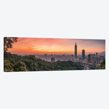 Taipei Sunset Panorama, Taiwan, Republic Of China Canvas Print #JNB2550} by Jan Becke Canvas Wall Art