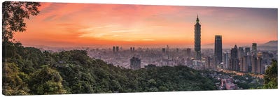 Taipei Sunset Panorama, Taiwan, Republic Of China Canvas Art Print - Taiwan