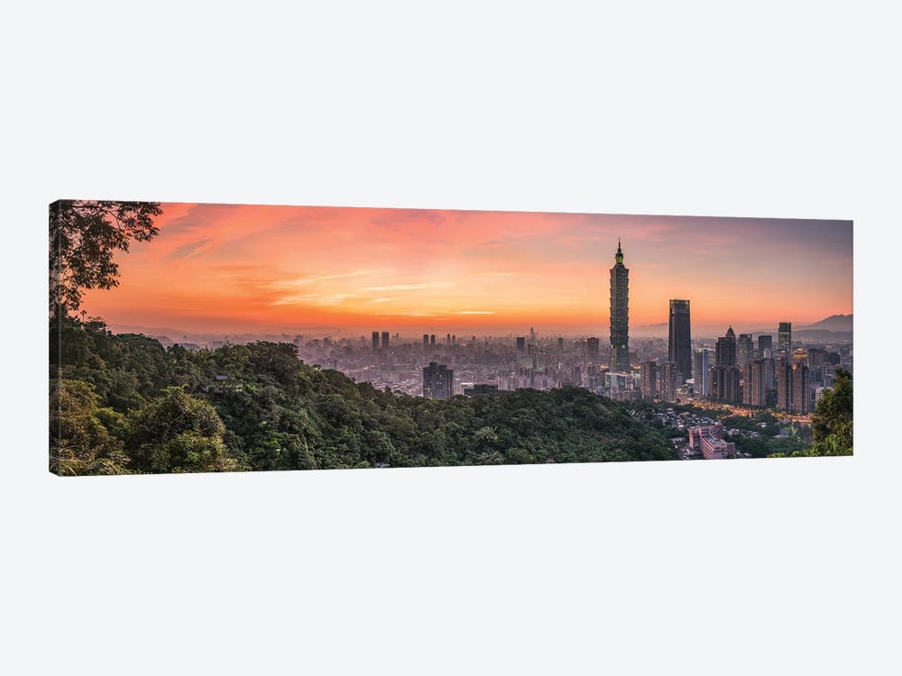 Taipei Sunset Panorama, Taiwan, Republic Of China by Jan Becke 1-piece Art Print