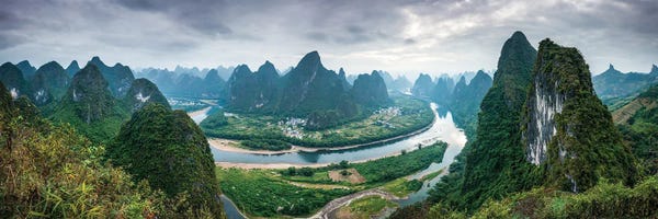 Guangxi: Xianggong Mountain Panorama, Karst Hills Of Yangshuo, Guilin, China by Jan Becke