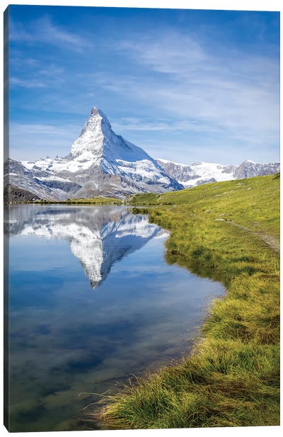 Stellisee And Matterhorn In Summer Canvas Art Print - Switzerland Art