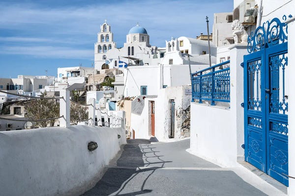 Santorini: The Village Pyrgos, Santorini, Greece by Jan Becke