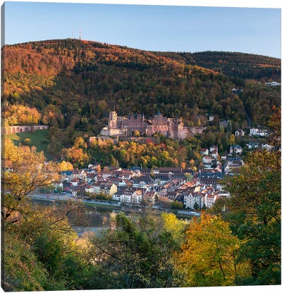 Heidelberg Castle In Autumn Season, Baden-Württemberg, Germany Canvas Art Print - Castle & Palace Art