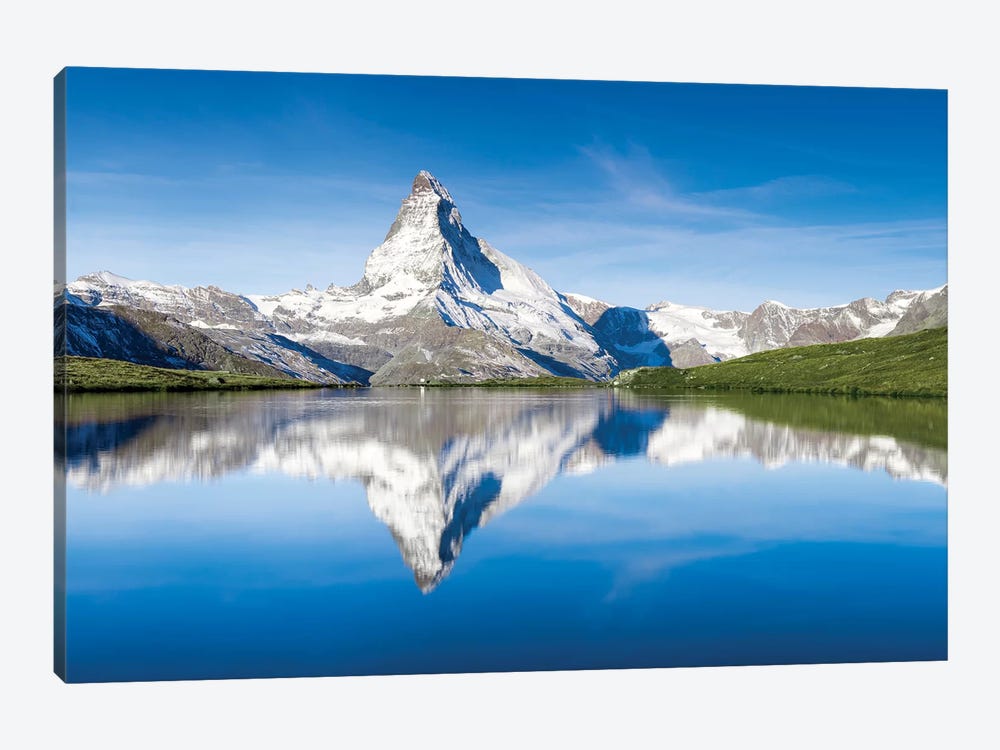 Peak Of The Matterhorn Mountain Reflected In The Stellisee Lake by Jan Becke 1-piece Art Print