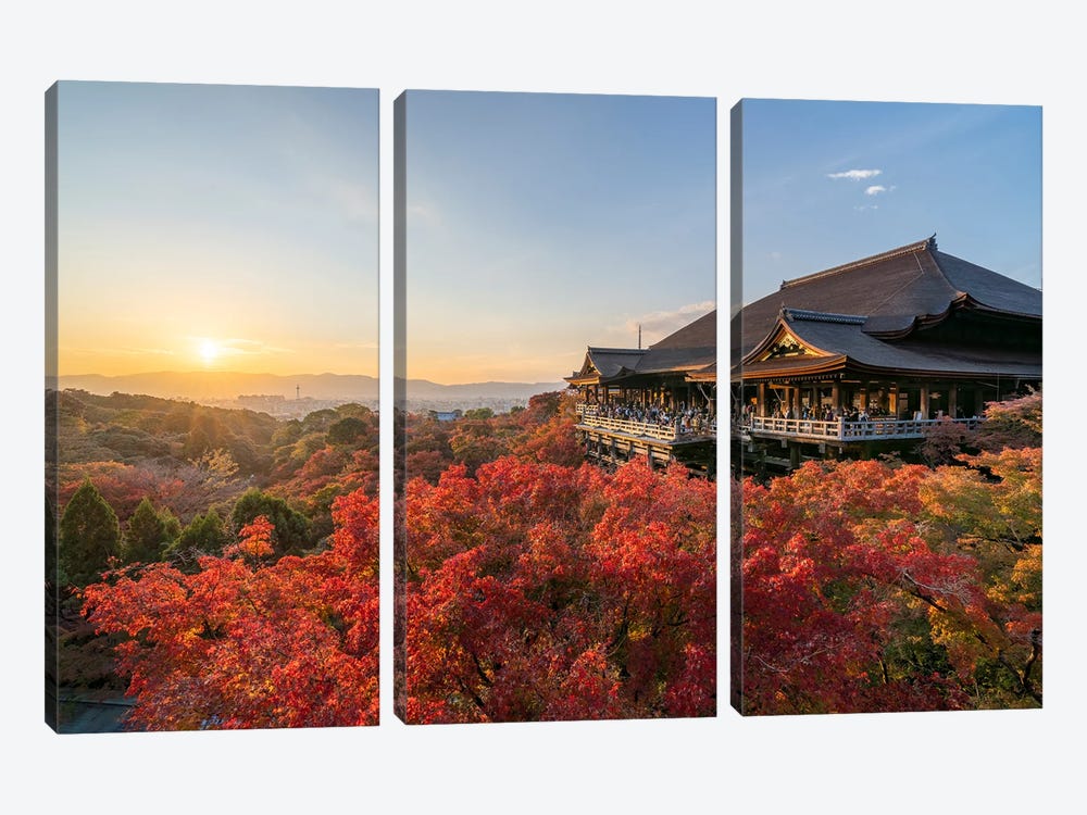 Kiyomizu-Dera Temple In Autumn Season, Kyoto, Japan by Jan Becke 3-piece Canvas Print
