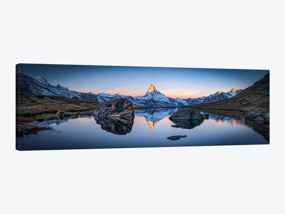 Panoramic View Of Stellisee And Matterhorn by Jan Becke 1-piece Canvas Artwork