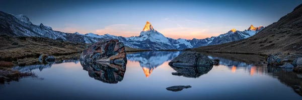 Lakes: Panoramic View Of Stellisee And Matterhorn by Jan Becke