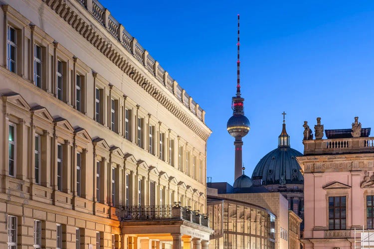 Berlin Mitte At Night With View Of Fernsehturm Berlin