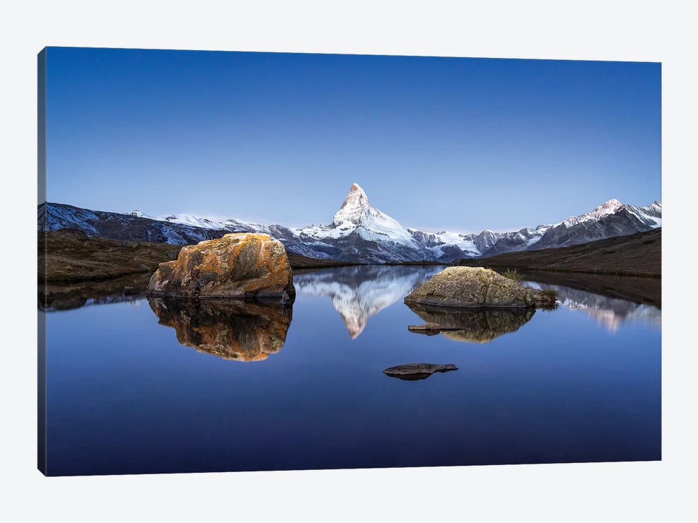 Matterhorn And Stellisee In Winter by Jan Becke 1-piece Canvas Art Print
