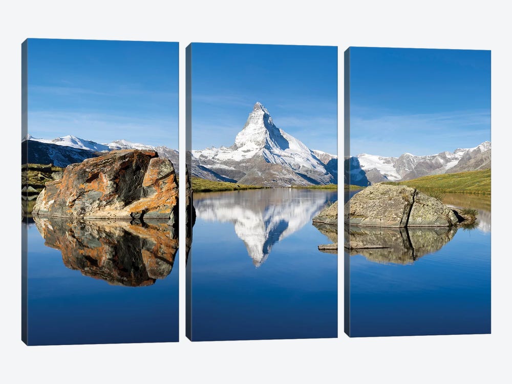 Matterhorn And Stellisee In Summer by Jan Becke 3-piece Canvas Artwork
