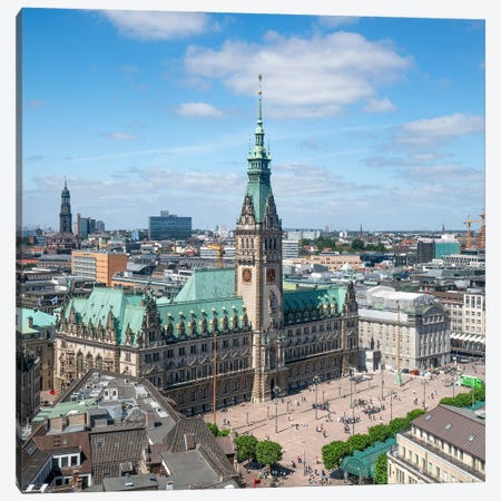 Aerial View Of Hamburg City Hall And Rathausmarkt Square Canvas Print #JNB2601} by Jan Becke Canvas Wall Art