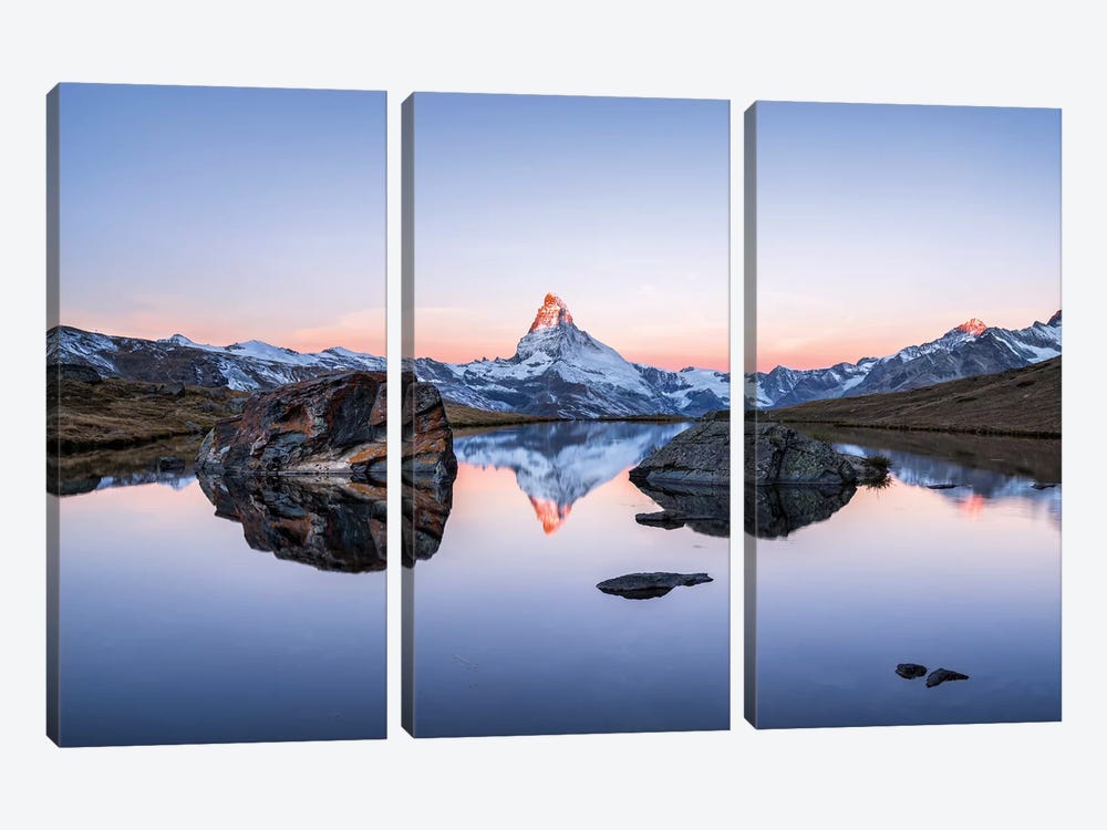 Matterhorn And Stellisee At Sunrise by Jan Becke 3-piece Canvas Artwork