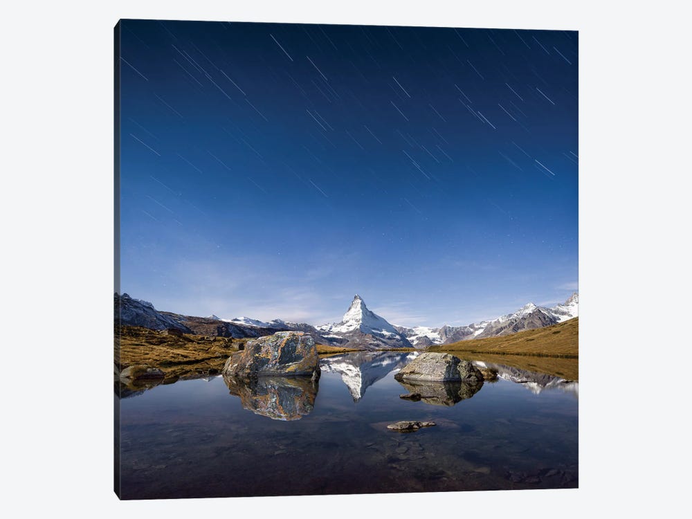 Matterhorn And Stellisee At Night by Jan Becke 1-piece Canvas Print