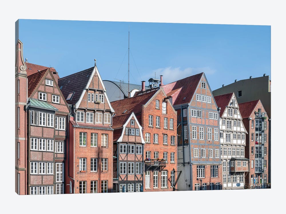 Historic Half-Timbered Houses In Hamburg, Germany by Jan Becke 1-piece Canvas Print
