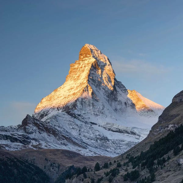 Snowscapes: Peak Of The Matterhorn Mountain At Sunrise by Jan Becke