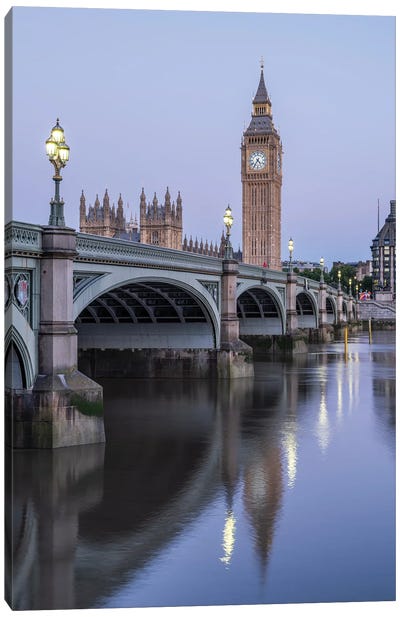 Westminster Bridge And Big Ben Clock Tower, London, United Kingdom Canvas Art Print - Jan Becke