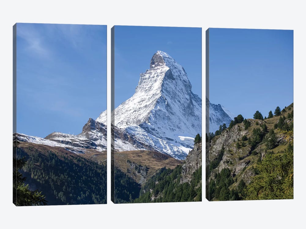 East And North Faces Of The Matterhorn Mountain In Summer by Jan Becke 3-piece Art Print