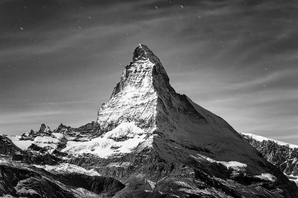Large Photography - Canvas Prints: Matterhorn Black And White by Jan Becke