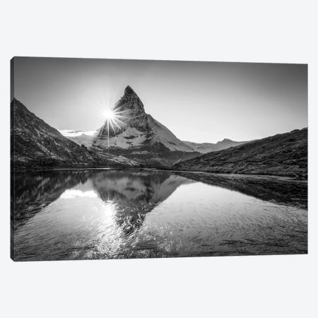 Riffelsee (Riffel Lake) And Matterhorn, Black And White, Zermatt, Switzerland Canvas Print #JNB2652} by Jan Becke Canvas Print