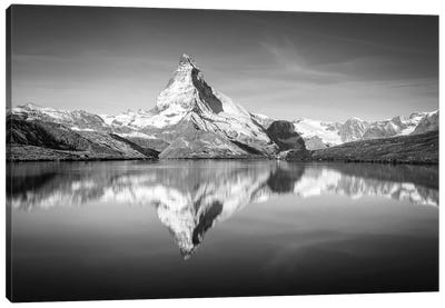 Stellisee (Stelli Lake) With Matterhorn Mountain, Zermatt, Switzerland, Black And White Canvas Art Print - Jan Becke