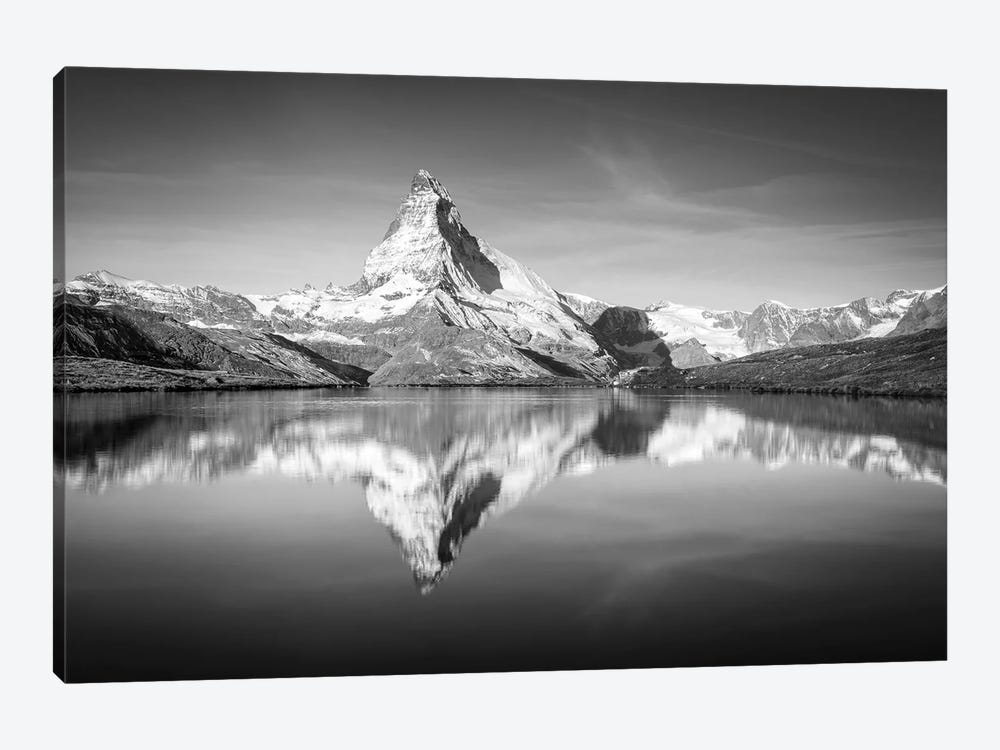 Stellisee (Stelli Lake) With Matterhorn Mountain, Zermatt, Switzerland, Black And White by Jan Becke 1-piece Art Print