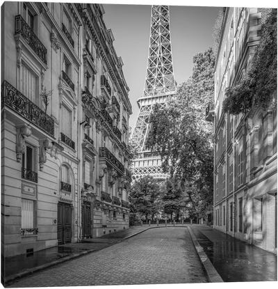 Eiffel Tower In Paris, France, Black And White Canvas Art Print - Famous Buildings & Towers