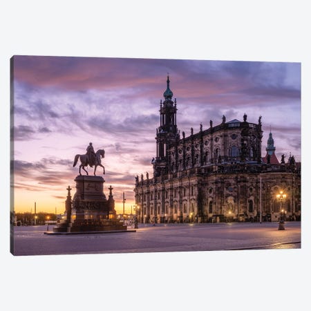 Historic Theaterplatz (Theatre Square) With Dresden Cathedral At Sunrise, Dresden, Saxony, Germany Canvas Print #JNB2658} by Jan Becke Art Print