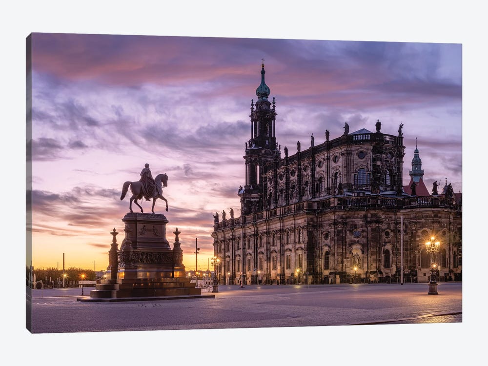 Historic Theaterplatz (Theatre Square) With Dresden Cathedral At Sunrise, Dresden, Saxony, Germany by Jan Becke 1-piece Art Print
