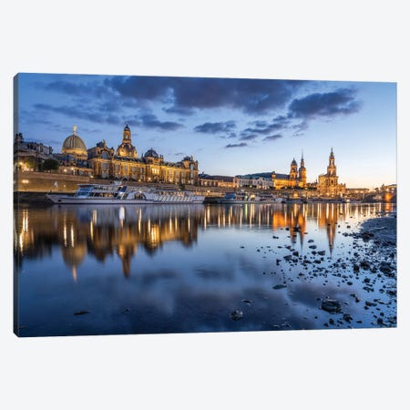 Dresden Old Town Along The Elbe River At Night, Saxony, Germany Canvas Print #JNB2659} by Jan Becke Art Print