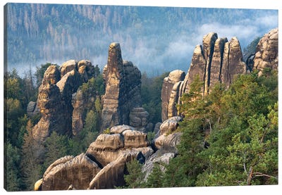 Elbe Sandstone Mountains, Saxon Switzerland, Saxony, Germany Canvas Art Print - Germany Art