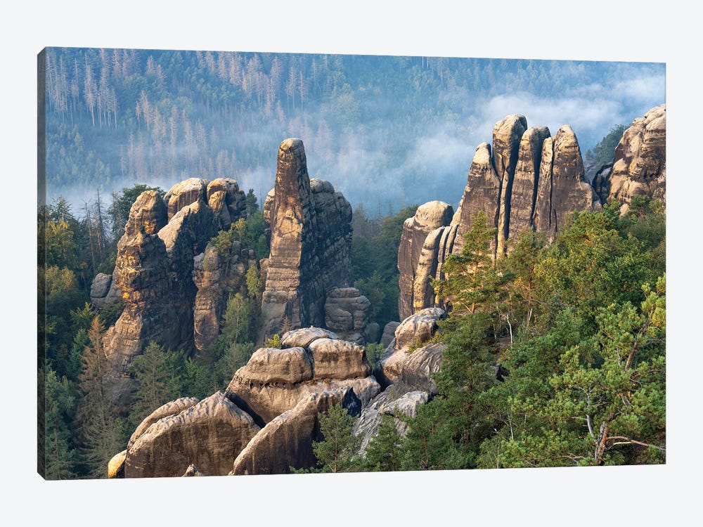Elbe Sandstone Mountains, Saxon Switzerland, Saxony, Germany by Jan Becke 1-piece Canvas Print