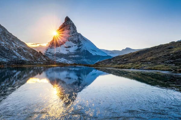 Lake Sunrises & Sunsets: Riffelsee With Matterhorn Behind by Jan Becke