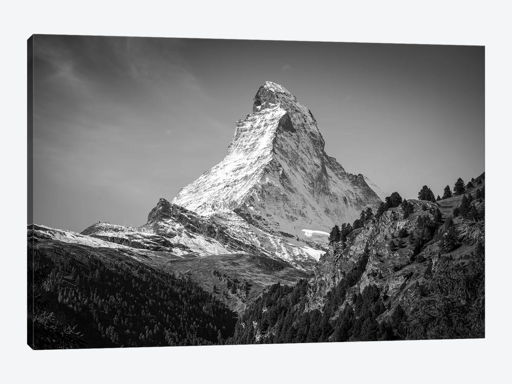 Matterhorn Mountain In Black And White, Zermatt, Switzerland by Jan Becke 1-piece Canvas Art