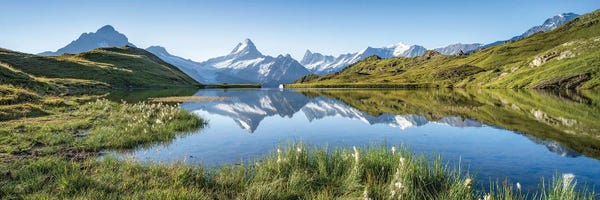 Lake Sunrises & Sunsets: Bachalpsee Lake Panorama At Sunrise In Summer, Grindelwald, Swiss Alps, Switzerland by Jan Becke