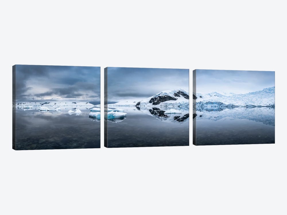 Icy Landscape Panorama, Antarctic Peninsula, Antarctica by Jan Becke 3-piece Art Print