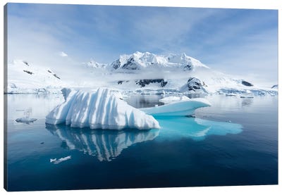 Icy Waters Around Paradise Bay, Antarctic Peninsula, Antarctica Canvas Art Print - Glacier & Iceberg Art